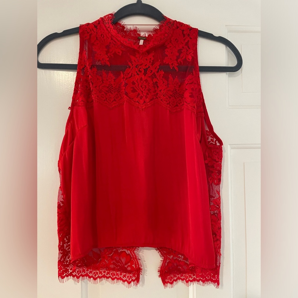 Like New - XS Free People red lace swing back tank